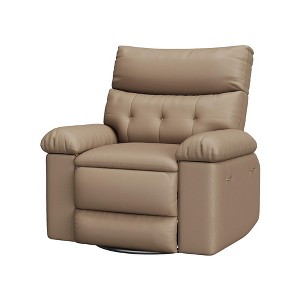 Manual Recliner Chair,360 Degree Swivel Single Sofa,Pu Leather Cozy Lounge Chair,Wide Single Recliner Chair with Side Pocket for Nursery,Bedroom - 1 of 4
