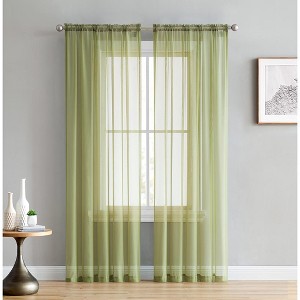 HLC.ME Sheer Voile Transparent Window Treatment Rod Pocket Curtain Panels - Set of 2 - 1 of 4