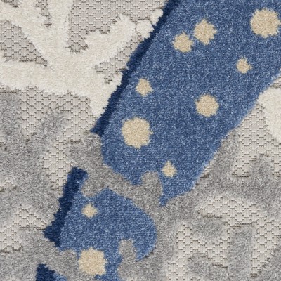 Blue and Grey Coastal Starfish Indoor/Outdoor Area Rug