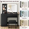 Makeup Vanity Desk with Mirror and Lights, Vanity Table Set with Drawer & Power Outlet & Storage Chair & 3 Shelves, Black - 4 of 4