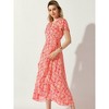 Allegra K Women's Boho Floral Cross V Neck Flutter Sleeve Summer Beach Wrap Dress - 3 of 4