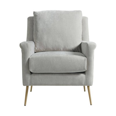 Mid-Century Modern Gray Wood Accent Chair with Gold Legs