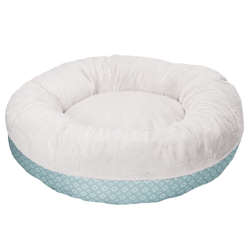 FurHaven Plush & Diamond Print Calming Donut Pet Bed for Dogs & Cats, 2 of 4
