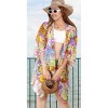 LA LEELA Women's Open Front Summer Vacation Holiday Wear Beach Loose Casual Beachwear Cover Top Dress Duster L-XL Butterfly, Violet - 3 of 4