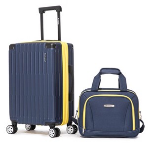 Rockland Hardside Spinner Wheel Carry On with Tote Luggage Set Navy - 1 of 4