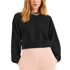 I.N.C International Concepts Womens Culpos X Inc Cropped Sweatshirt, Black, Medium - 1 of 1