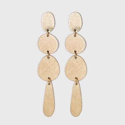 Worn Gold and Brushed Brass Mixed Shape Drop Earrings - Universal Thread™ Gold