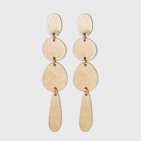 Worn Gold and Brushed Brass Mixed Shape Drop Earrings - Universal Thread™ Gold - image 1 of 3