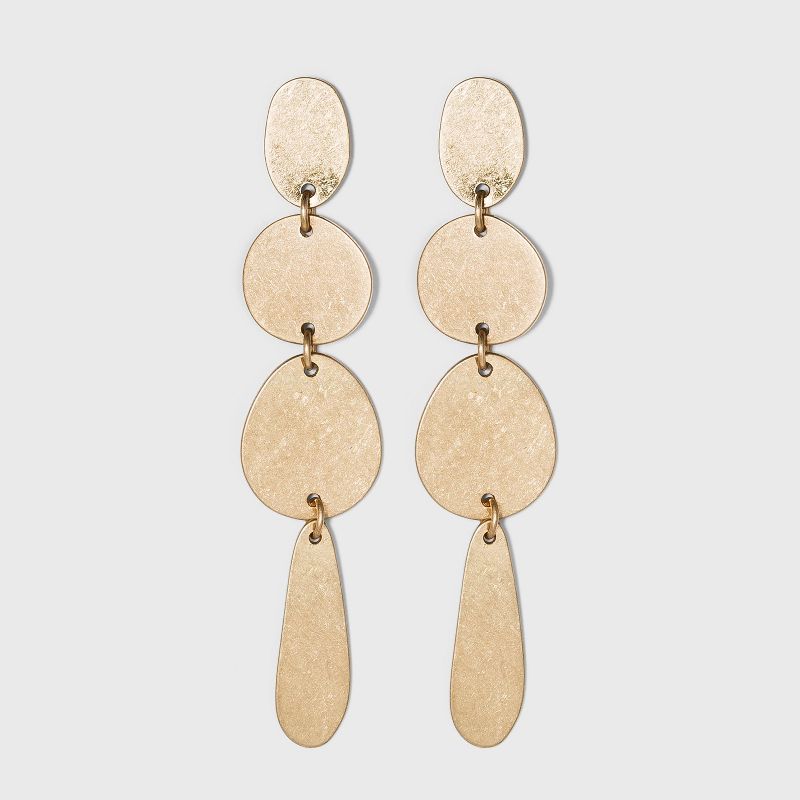 Worn Gold and Brushed Brass Mixed Shape Drop Earrings - Universal Thread&#8482; Gold, 1 of 11