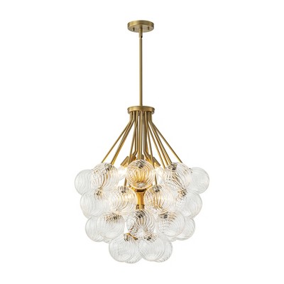 Rennnsan Savena 25" W 12 -Light Glass Dimmable Mid-Century Bubble Chandelier in Gold