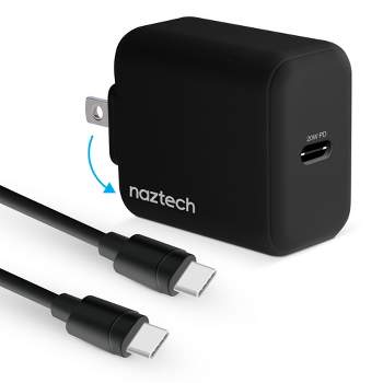Naztech 20W USB-C PD Fast Wall Charger | 4' USB-C Cable | Black