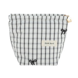 Unique Bargains Lightweight Clutch Plaid Bow Embroidery Makeup Bag 1 Pc - 1 of 4