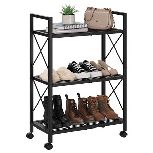 Slim Adjustable Shoe Rack Organizer with Non-Woven Fabric Shelves ...
