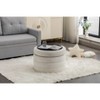 VASIP Velvet Fabric Round Ottoman with Hidden Storage and Bottom Wooden Shelving ,for Living Room - 4 of 4
