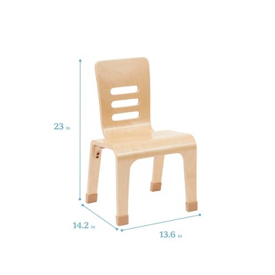 Natural Birch Plywood Stackable Kids Chair, 12in Seat Height, 2-Pack