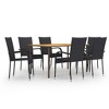 vidaXL Patio Dining Set Dining Table and Chairs Furniture Set Poly Rattan - Black 6 Items - 2 of 4
