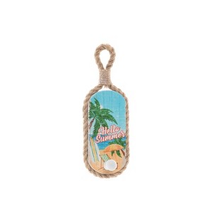Beachcombers Hello Summer Single Wall Coat Hook Wood Composite Flax Home Decor Beach Chair Umbrella Coastal 8.07" x 2.76" x 1.97" - 1 of 1