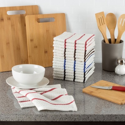 Hastings Home 16-Pack Dish Cloths - Absorbent Combed Cotton Kitchen Dishtowels with Color Accents