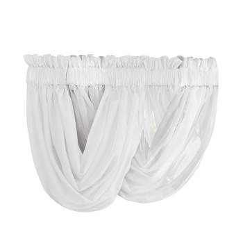 Collections Etc Scoop Two-Piece Rod Pocket Solid-Colored Sheer Valances for Windows, Decorative Accent and Added Privacy for Any Room in
