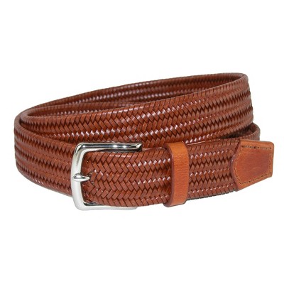 Crookhorndavis Men's Daytona Braided Leather Stretch Belt, 34, Chestnut ...