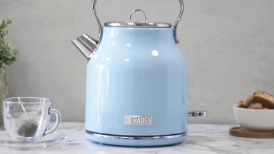 Turquoise Stainless Steel 1.8 qt Electric Kettle with Comfort Grip
