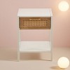 KWPZQEB Rattan Night Stand Bedside Table with Rattan Drawer and Open Storage Shelf, Farmhouse Bed Side Tables End Table for Living Room, Bedroom - 2 of 4