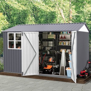 Campcraft 8x10 ft Metal Garden Storage Shed – Compact Outdoor Tool Organizer with Sloped Roof & Weather-Resistant Steel-Cuddlewood - 1 of 4