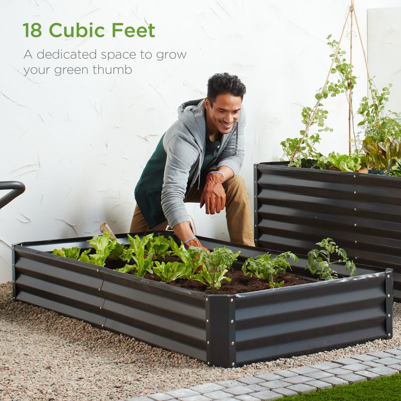 Best Choice Products 6x3x1ft Outdoor Metal Raised Garden Bed for Vegetables, Flowers, Herbs, Plants, 5 of 8