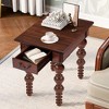 GDFStudio Daniel Vintage Rectangular Rubberwood Side Table with 1 Drawer, Walnut - 2 of 4