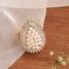 SOHI Women's White Teardrop Cocktail Ring - 2 of 3
