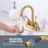 WOWOW 4 in. Centerset Double Handle High Arc Bathroom Faucet with Drain Kit Included in Brushed Nickel - image 3 of 4