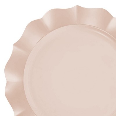 Pink Plastic Plates, Scalloped Rim Pearl Pink Disposable Party