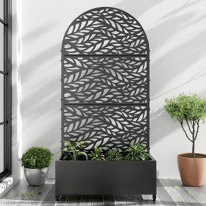Wooakway 72"H Arch Metal Planter Box with Trellis Raised Garden Bed with Arbor Privacy Screen with Wheels - 1 of 4