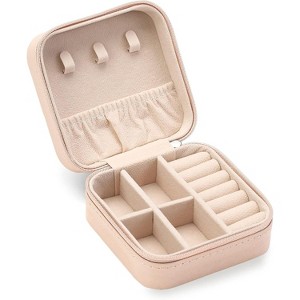 Pink Travel Jewelry Case - Mini Portable Organizer for Earrings, Watches & Lipsticks - 1 of 4