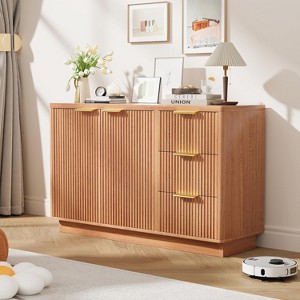 47 In Modern Sideboard Buffet Cabinet with Storage, Compact Wood Kitchen Cabinet with 3 Drawers & Shelf, Buffet Table for Dining Room Living - 1 of 4