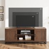 Brown TV Stand for 75inch, Farmhouse Entertainment Center with Sturdy Metal Leg & 2 Open Shelves, Wooden TV & Media Console Cabinet for Living Room - 4 of 4