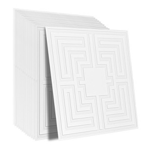 VEVOR Ceiling Tiles,12Pack 24x24in,Drop Ceiling Tiles Premium PVC Sheet,Easy Installation/ Cutting Plastic Glue-up Ceiling Tile,Ceiling Covering,White - 1 of 4