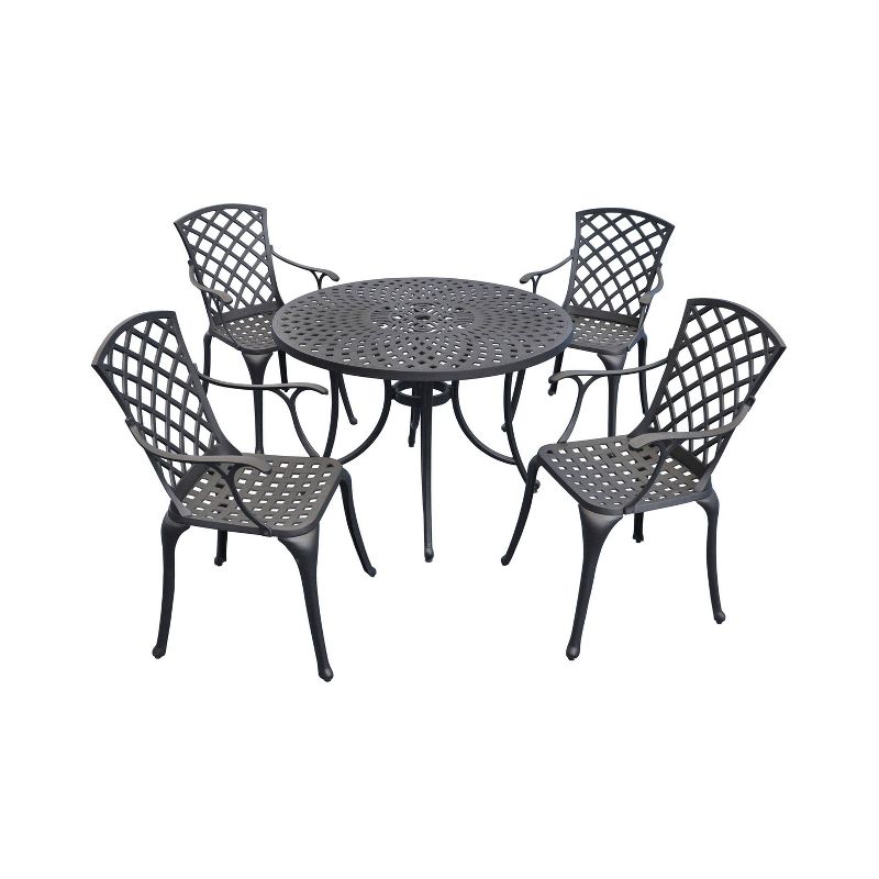 Sedona 42&#34; 5pc Outdoor Dining Set with Highback Chairs - Black - Crosley, 4 of 6