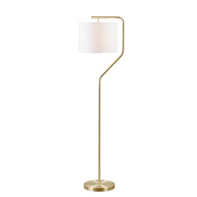Gold Angular Arched Steel Floor Lamp with Drum Shade