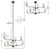 LNC Froebon 8-Light 37" Modern Tiered Oversized Chandelier, Black and Gold - 3 of 4