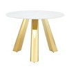 Infurnic Dining Sets Round Table Paired with Six Uniquely designed White Dining Chairs With Golden Metal Leg , White, 42"*42"*29.5" - 4 of 4