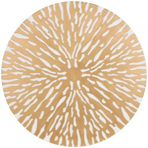 36"x36" Wooden Starburst Round Abstract Carved Wall Decor with White Backing Gold - Olivia & May - 1 of 4