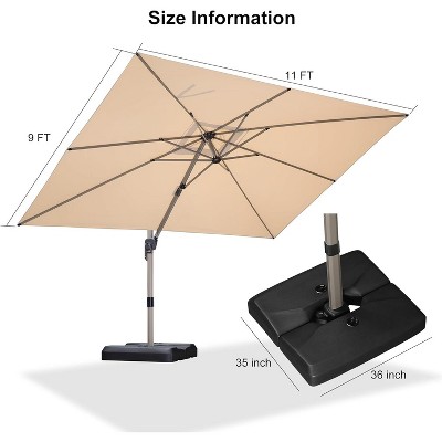 PURPLE LEAF Deluxe Aluminum Outdoor Patio Umbrella Square Cantilever Umbrellas