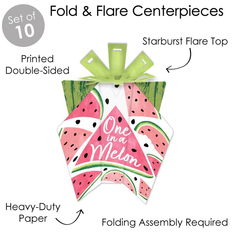 Big Dot of Happiness Sweet Watermelon - Table Decorations - Fruit Party Fold and Flare Centerpieces - 10 Count, 3 of 8
