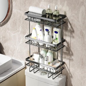 Over Toilet Storage Shelf, Punch-Free Bathroom Storage Organizer, Metal Bathroom Toilet Shelf for Bathroom - 1 of 4