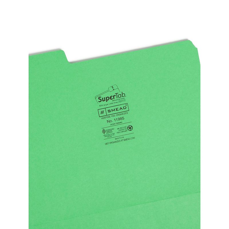 Smead SuperTab Colored File Folders 1/3 Cut Letter Green 100/Box 11985, 3 of 6