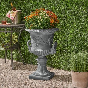 GDFStudio Tunlaw Outdoor Traditional Roman Chalice Stone Garden Urn Planter - 1 of 4