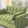 3-in-1 Velvet Sleeper Sofa with Convertible Sofa, 3-Position Adjustable Backrest, 2-Seater Sectional, Two Side Pockets, 2 Pillows - 4 of 4