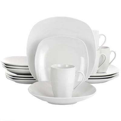 Gibson Home Classic Pearl Soft Square 16 Piece Fine Ceramic Dinnerware ...