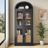 Arched Bookshelf with Doors and Drawers,Farmhouse Bookcase,Display Storage Shelves,Wooden Display Cabinet,Rounded Bookcases - 2 of 4